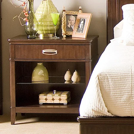 1 Drawer Night Stand with Glass Shelf